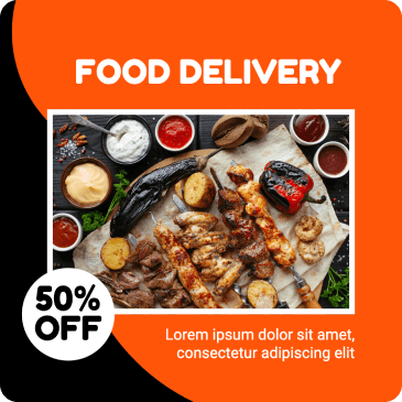 AI product photography of food on a table, food delivery poster