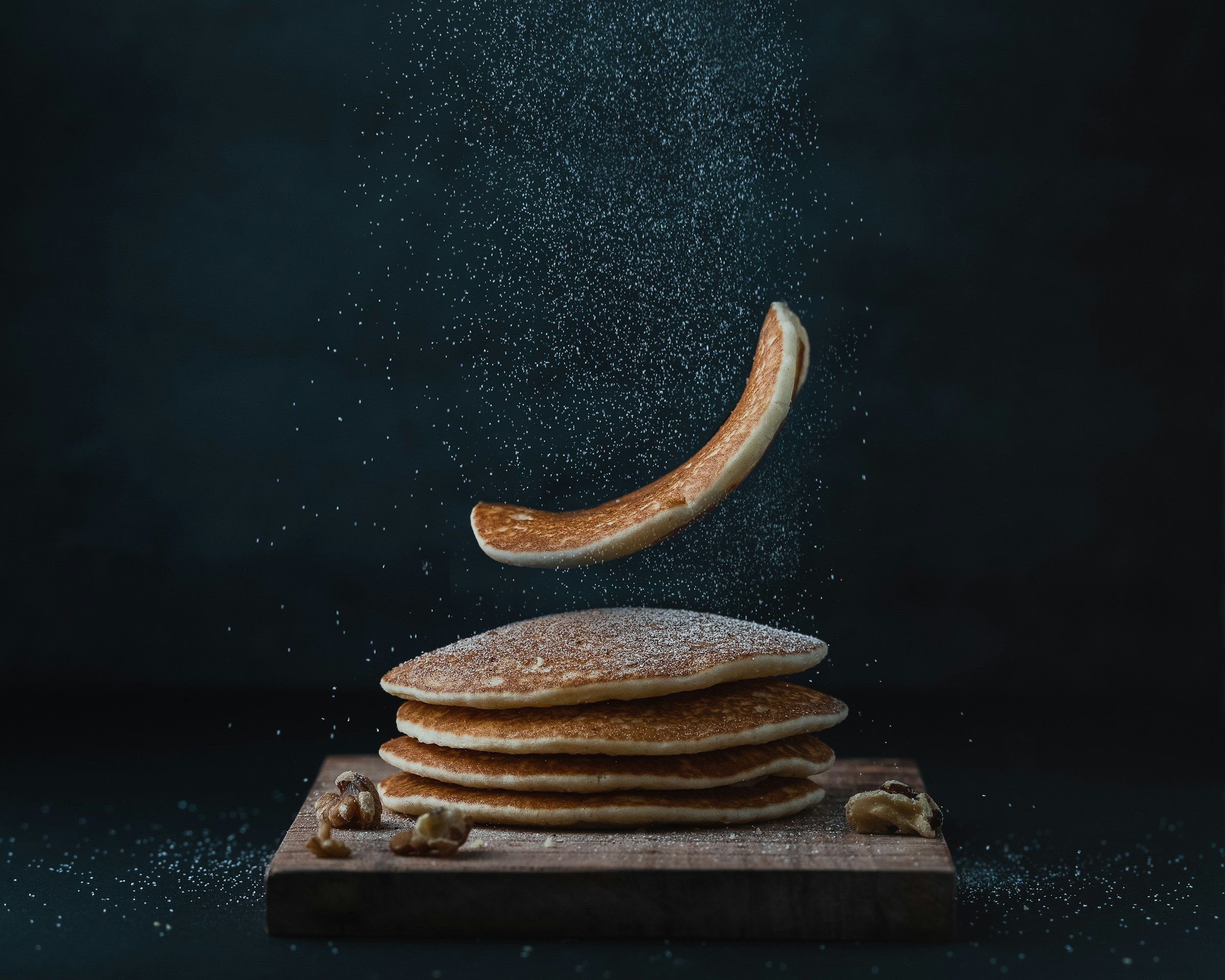 pancakes with black background - Lighting for Food Photography