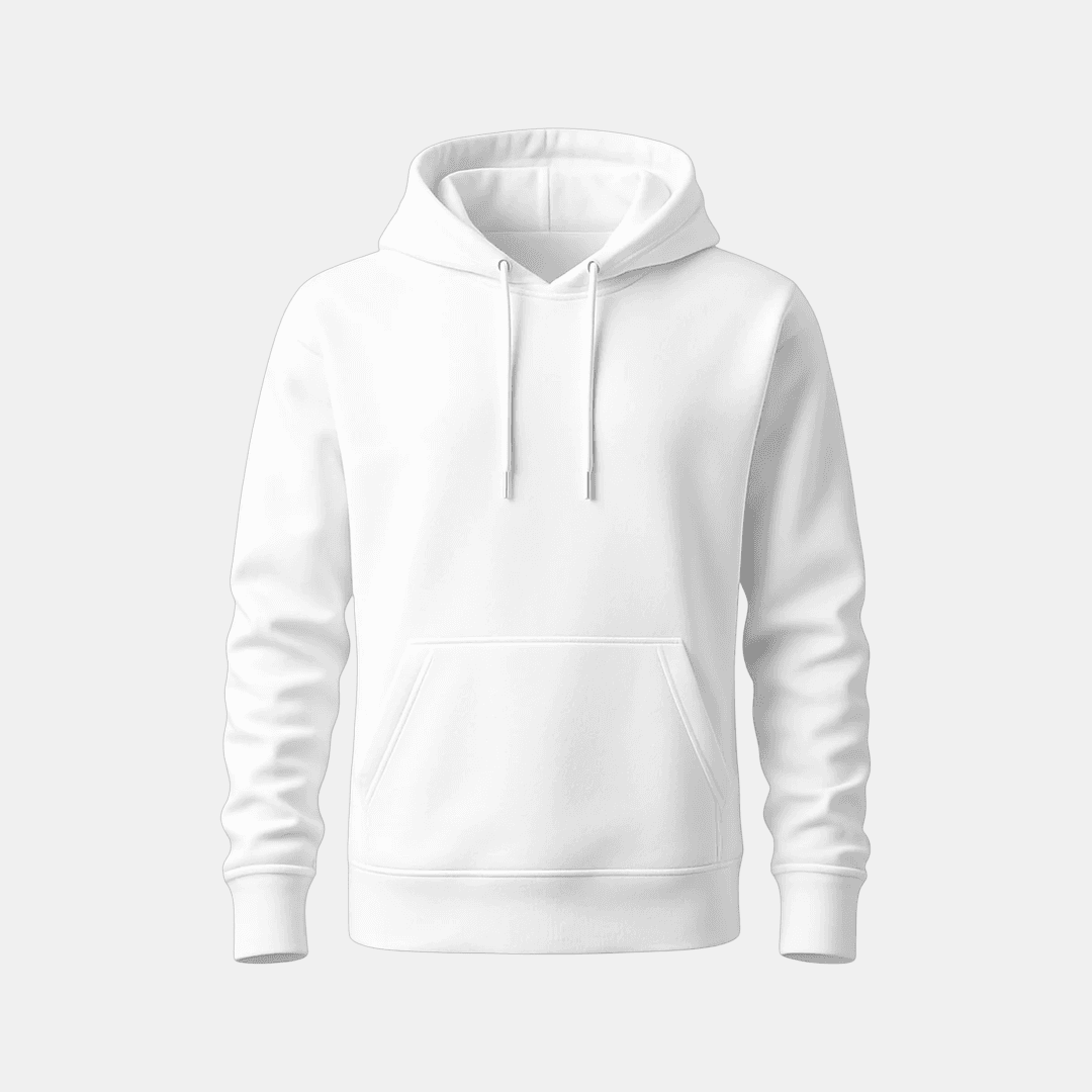 white hoodie grey background made on the Caspa AI AI Product Video Generator