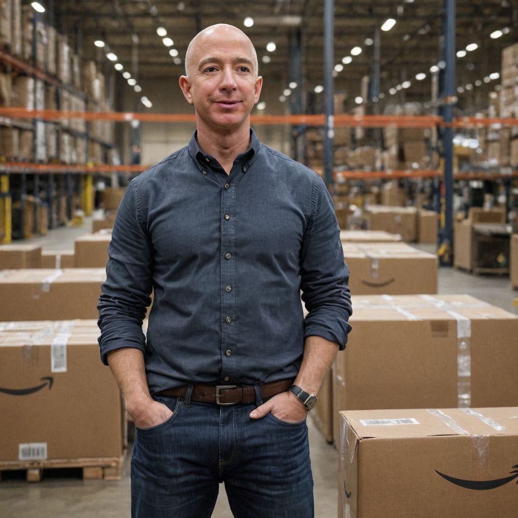 AI jeff bezos in amazon warehouse