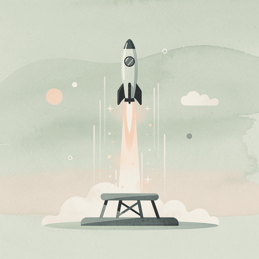 Scene illustration of an object launching upward, representing speed as a strategic competitive advantage