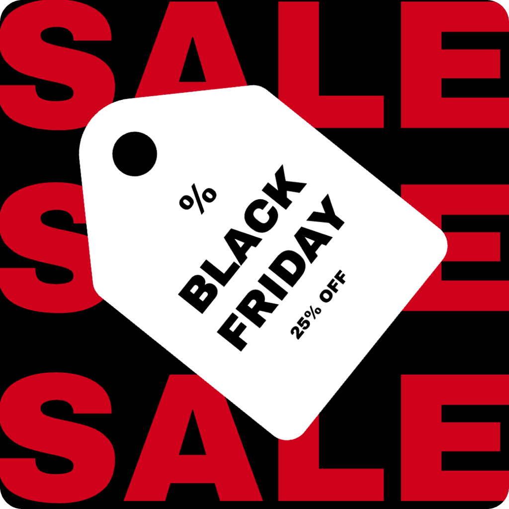 red, black and white for sale sign