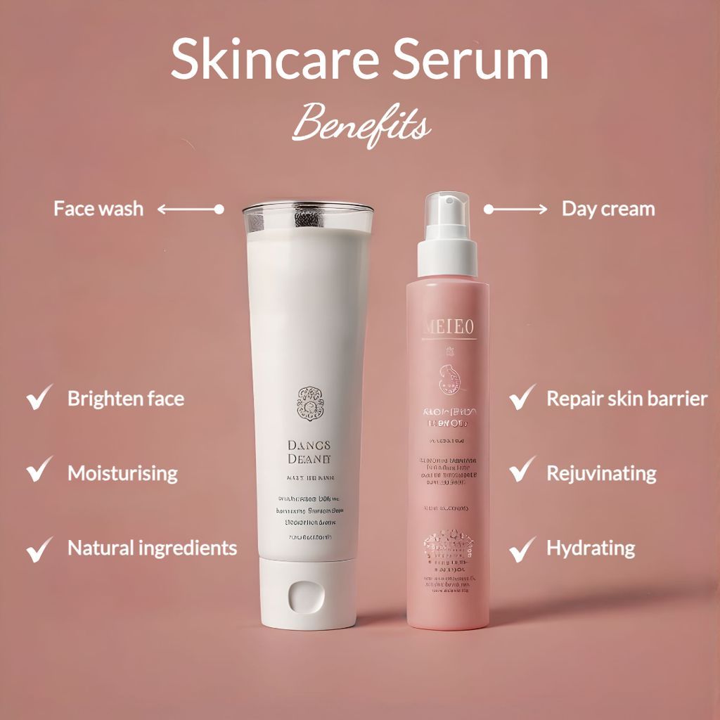 infographic of beauty products on a pink background
