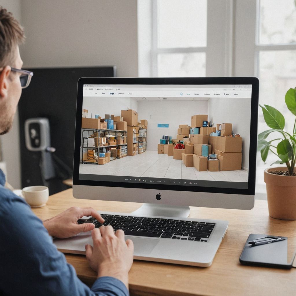 man setting up ecommerce store on a mac 